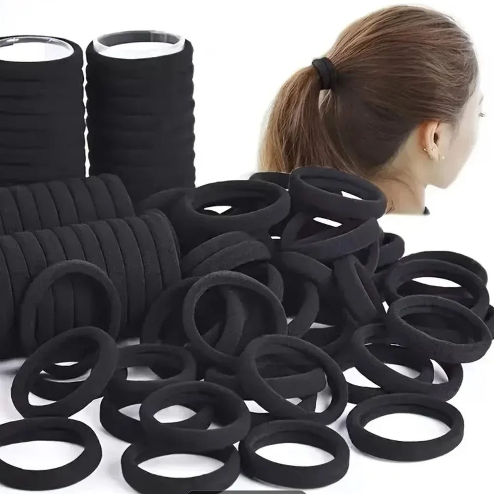 30 Pcs Simple Black Seamless Elastic Hair Ties‎